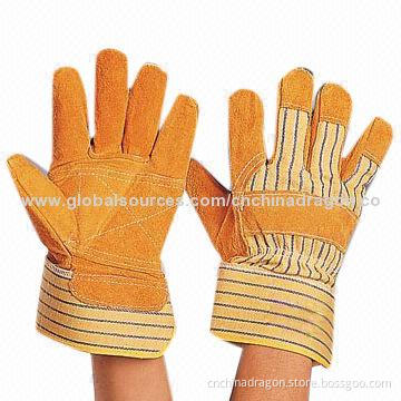 Half Leather Gloves, Pasted Cuff, 9/9.5/10.5/11-inch Size